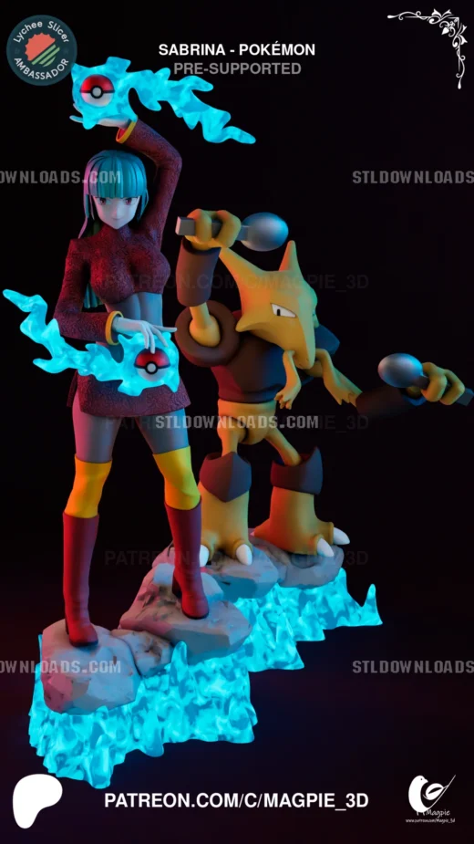 Magpie 3D Sabrina and Alakazam Pokémon