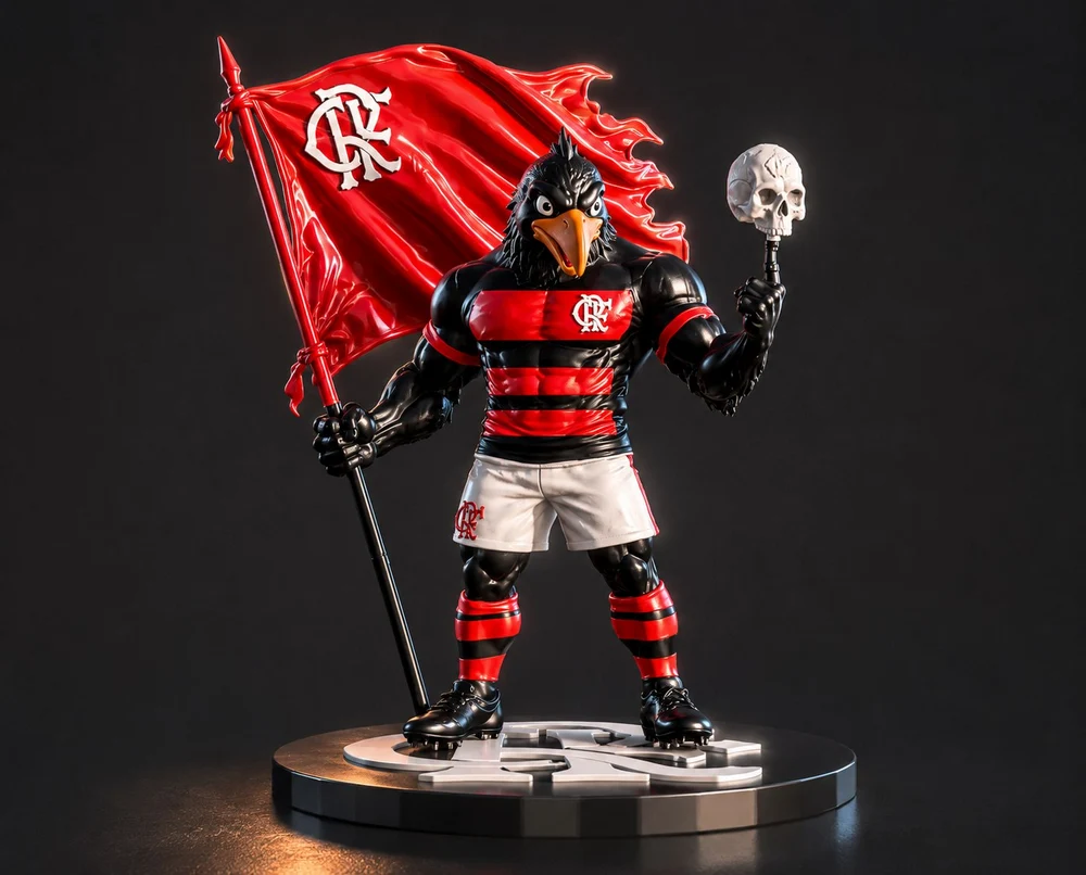 Mascote Flamento Com Bandeira