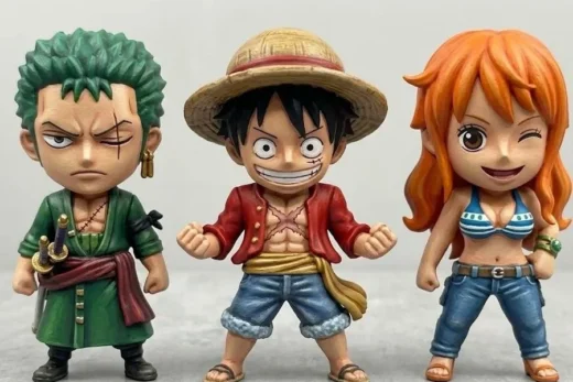 Monkey D. Luffy (captain), Roronoa Zoro (swordsman), and Nami (navigator)