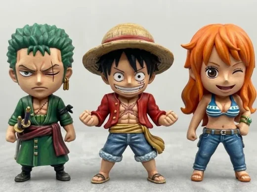 Monkey D. Luffy (captain), Roronoa Zoro (swordsman), and Nami (navigator)