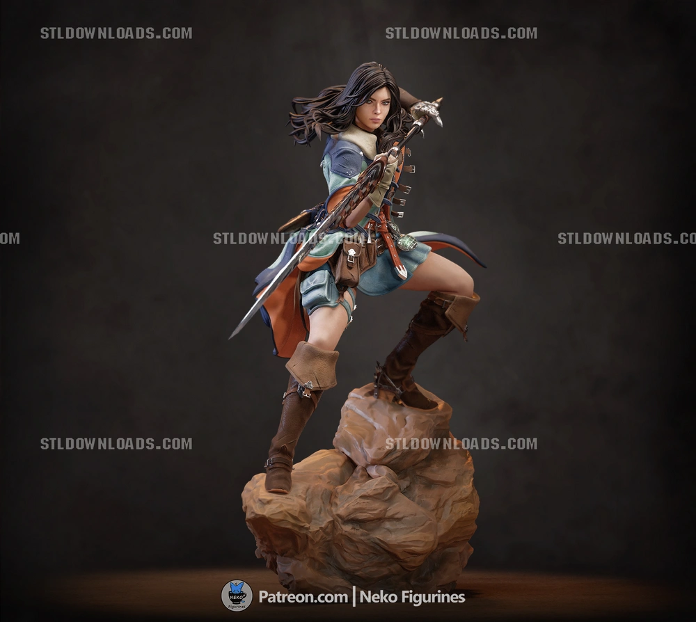 Neko Figurines – Monster Hunter – Female Hunter – 3D Print Model