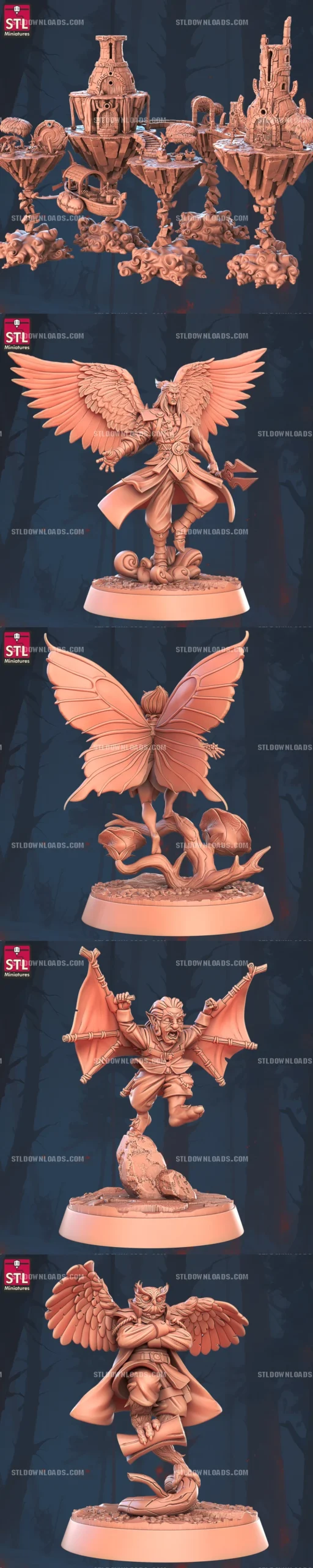 STL Miniatures – Floating Islands Set – STL 3D Print Model | AssetsFree.com STL Miniatures Floating Islands Set