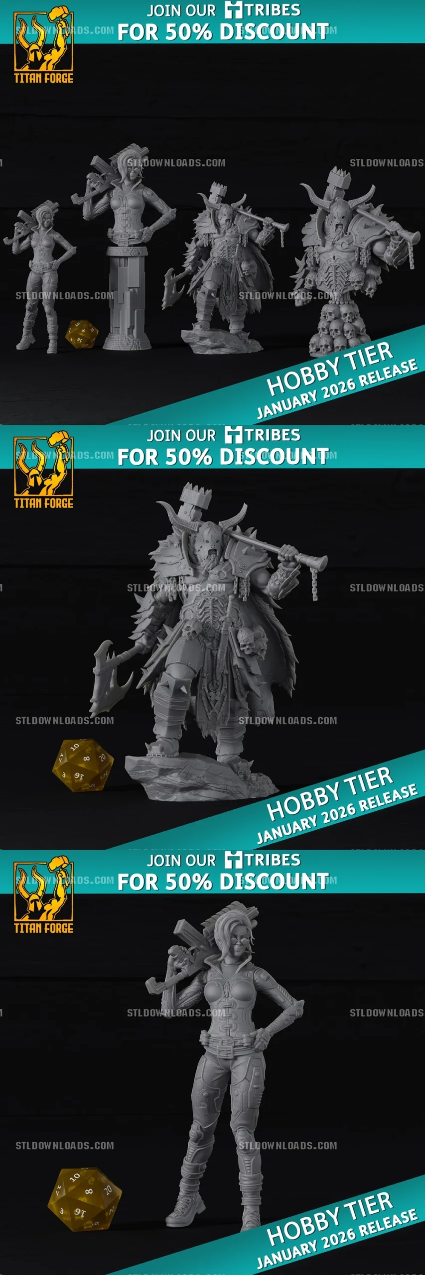 Titan Forge Miniatures Hobby Release Chaos Knight and Lara January