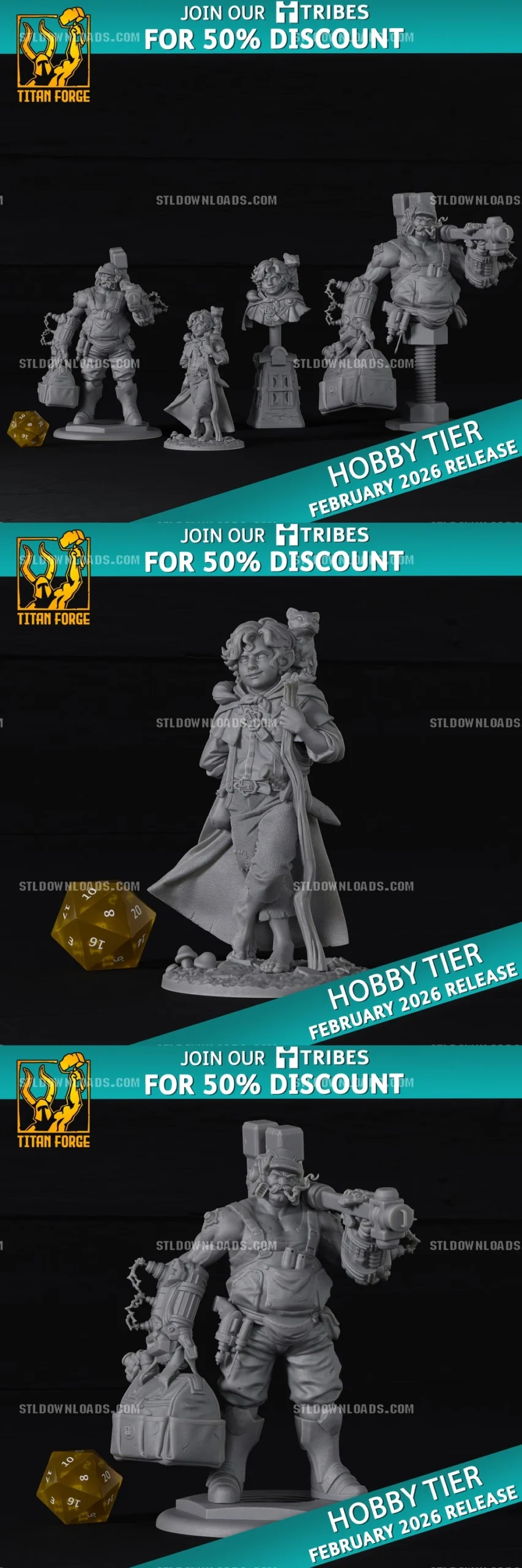 Titan Forge Miniatures Hobby Release Halfling with Ferret and Major Wrench February