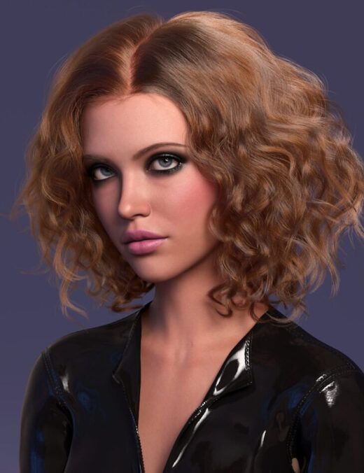 DForce Strand Based Curly Mid Part Style Hair for Genesis 9 and Genesis 8 Female