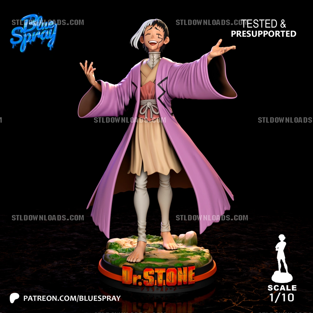 Blue Spray – Gen Asagiri Sculpture – 3D print model STL