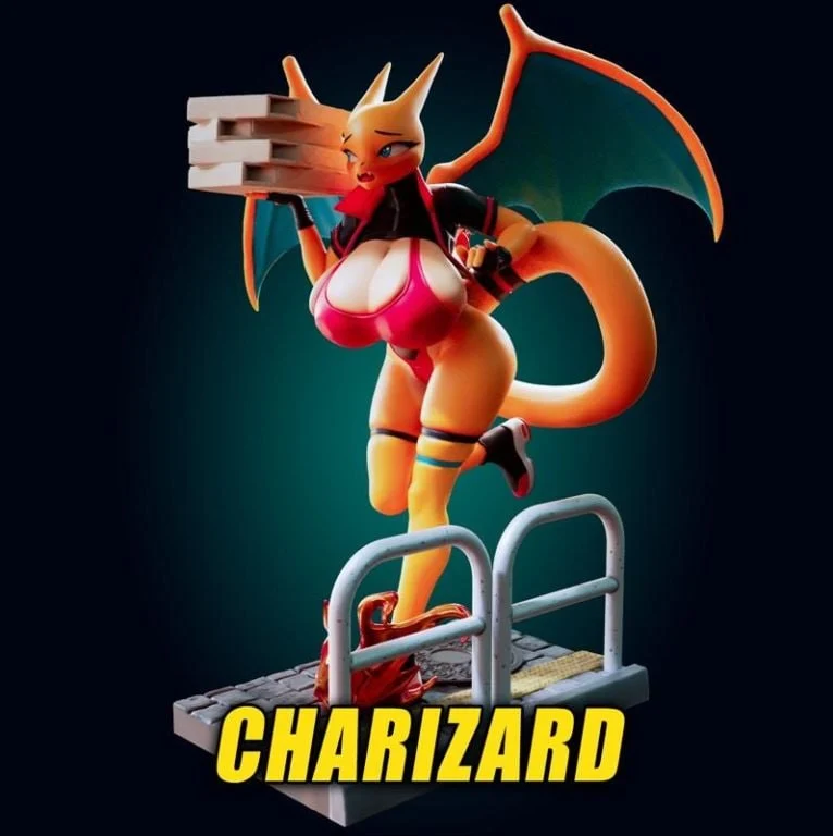Charizard Curvy Pizza Delivery Girl — Pokémon