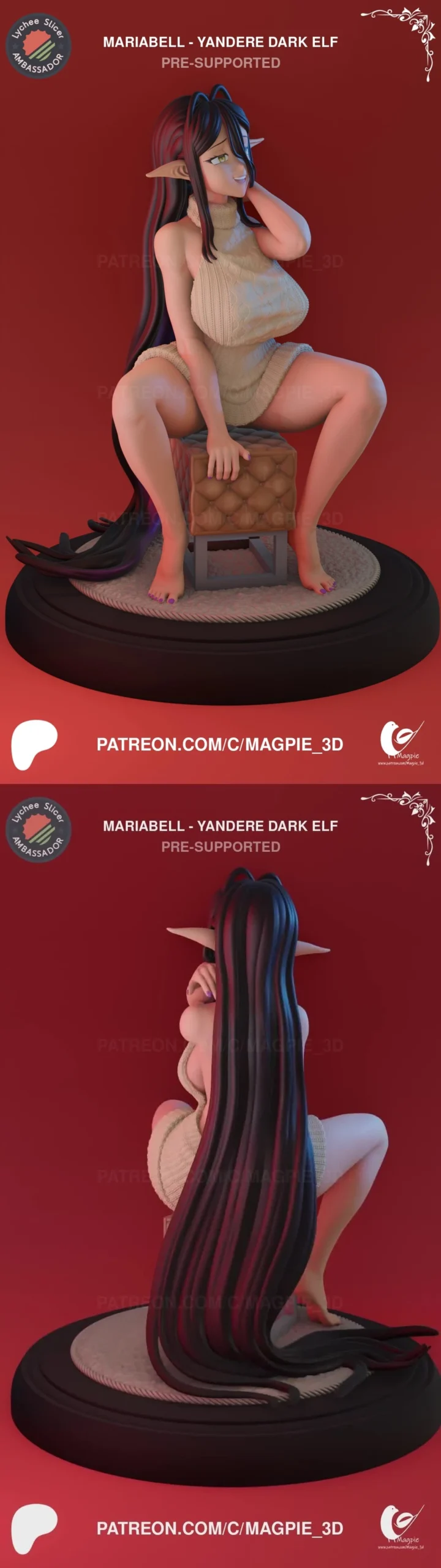 Magpie 3D Mariabelle Yandere Dark Elf nsfw+futa