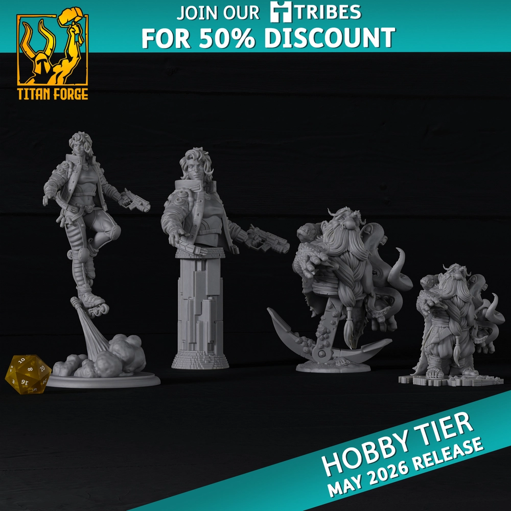 Titan Forge Miniatures Hobby Release Grigor Ebbingtide and Fiona Ray May