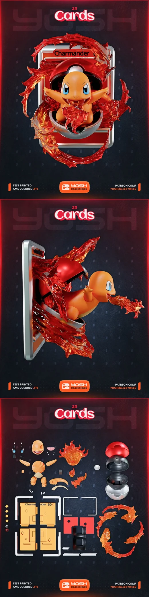 #0004 Card 3D Printer STL Charmander Yoshstudios