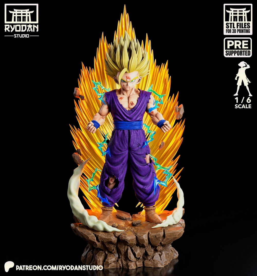 Gohan SSJ2 – Ryodan Studio – STL 3D Print Model | AssetsFree.com Gohan SSJ2 Ryodan Studio