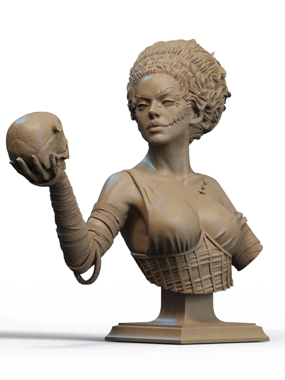 STL Frankenstein Bride Bust – STL 3D Print Model | AssetsFree.com STL Frankenstein Bride Bust