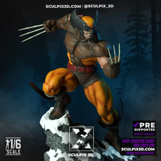 Sculpix3D Wolverine STL Pre supported