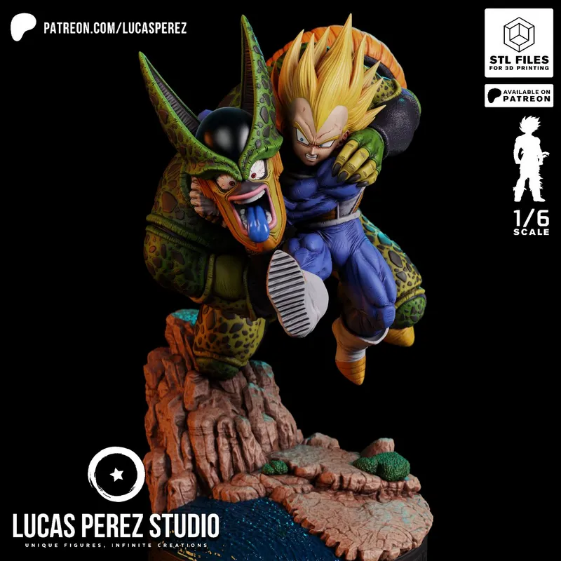 VEGETA SSJ VS CELL SEMIPERFECTO STL