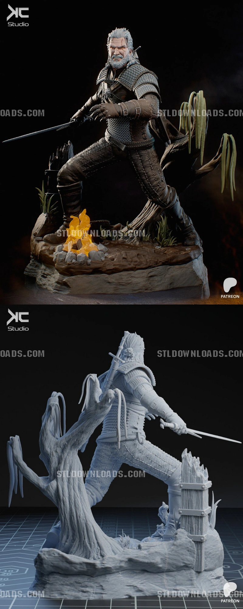 Geralt Bust — The Witcher 3D model