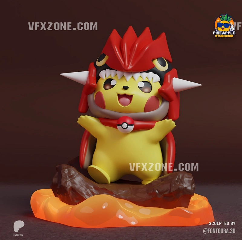 Pikachu Cosplay Groudon — Pokémon 3D model