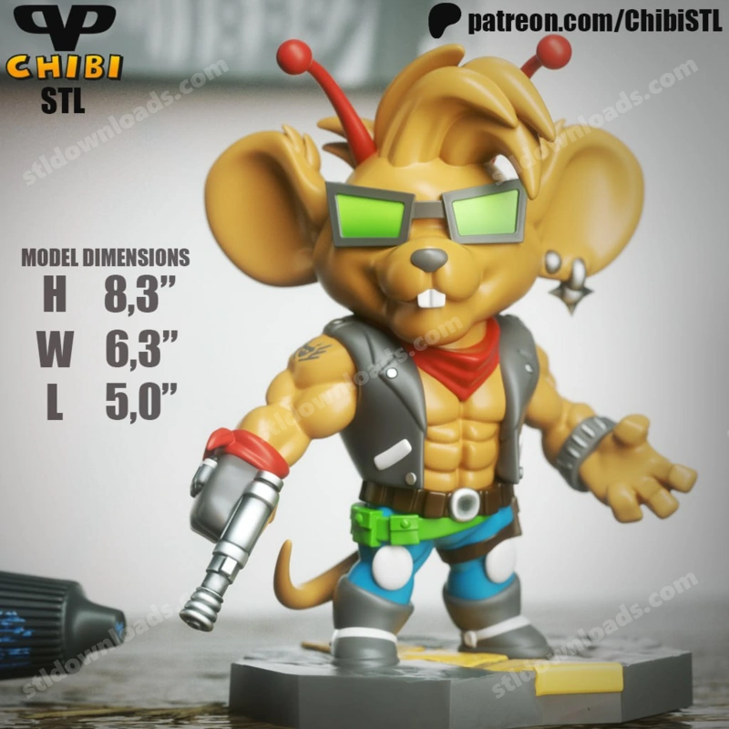 Throttle Chibi — Biker Mice from Mars 3D model