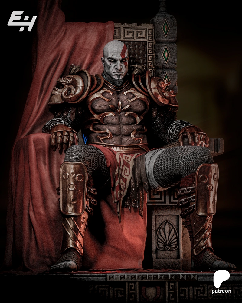Kratos on Throne — God of War 3D model