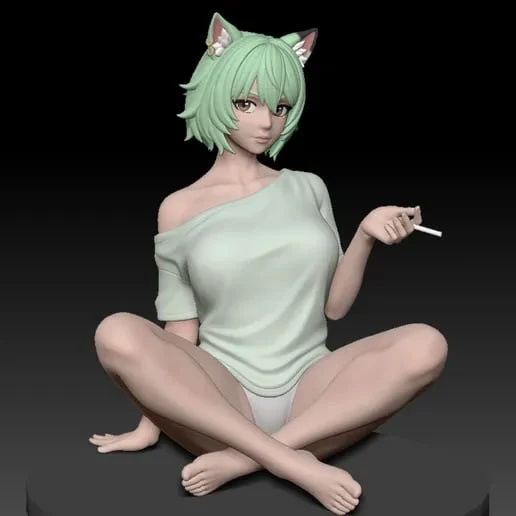 Yani Neko Chainsmoker Cat — Original Character 3D model